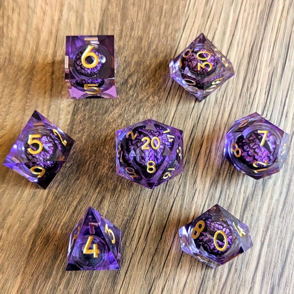 Dragon Eye Rolling Liquid Core Dice Set – Purple - Image 2